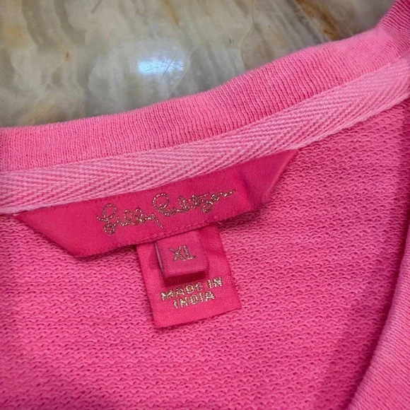 Lilly Pulitzer Womens Sweater Pink Bristow Passion Fruit Henley Button Size XL - Picture 3 of 6